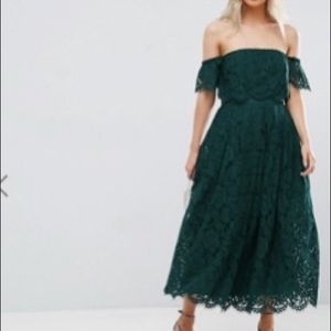 ASOS PETITE Off The Shoulder Lace Midi Dress